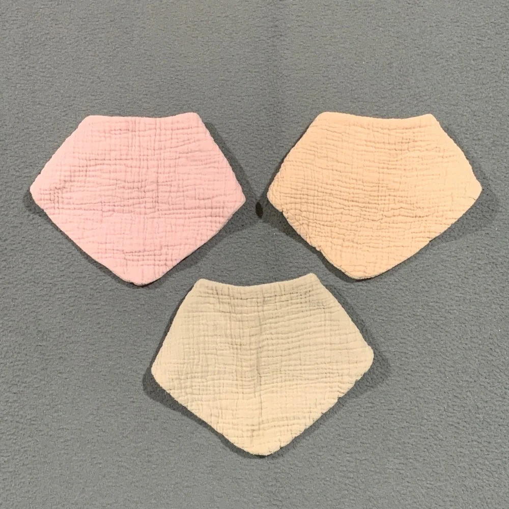 Bandana Bibs Kids OS Muslin Cotton Set of 3 Pink Peach Beige Drool Bibs